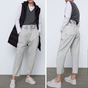 Zara grey high waisted paper bag jean size 6 excellent!